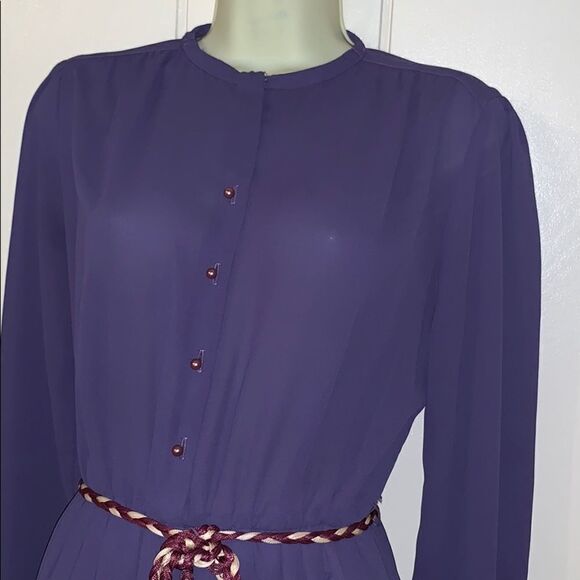 Vtg 60s/70s Lady Carol purple chiffon dress - Picture 2 of 8